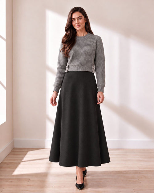 Black A-Line Maxi Skirt