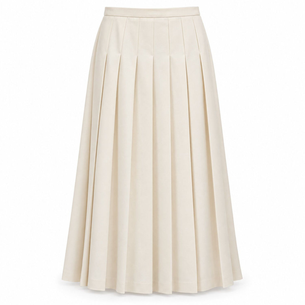 Cream Pleated Midi Skirt
