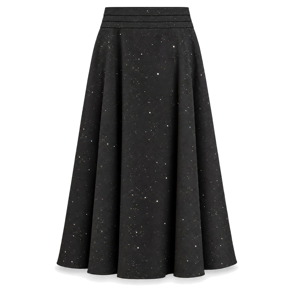 Black Sparkle A-Line Midi Skirt