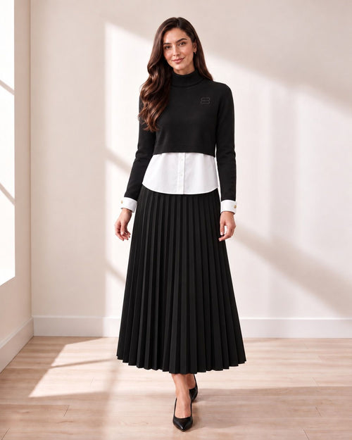 Black Turtleneck Layered Top