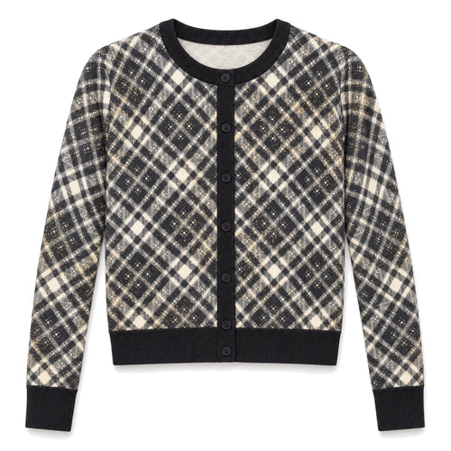 Black & Cream Plaid Cardigan