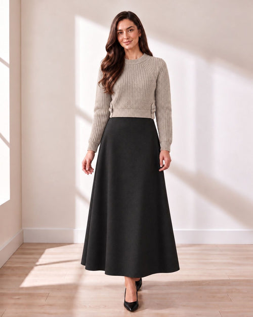Black A-Line Maxi Skirt