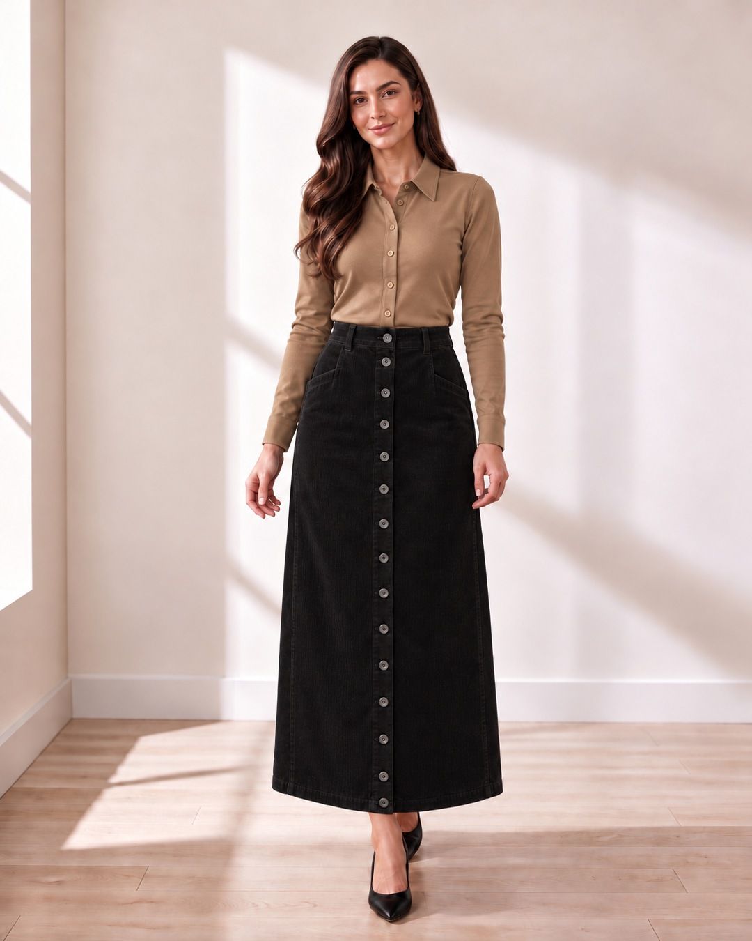 Camel Button-Up Shirt