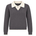 Charcoal Cable Zip-Collar Sweater