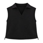 Black Collared Drawstring Vest
