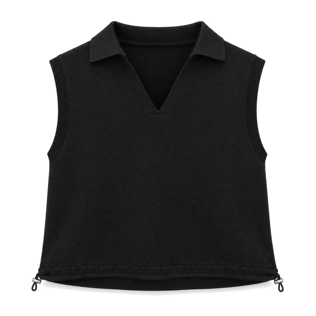Black Collared Drawstring Vest