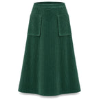 Corduroy Patch-Pocket A-Line Skirt