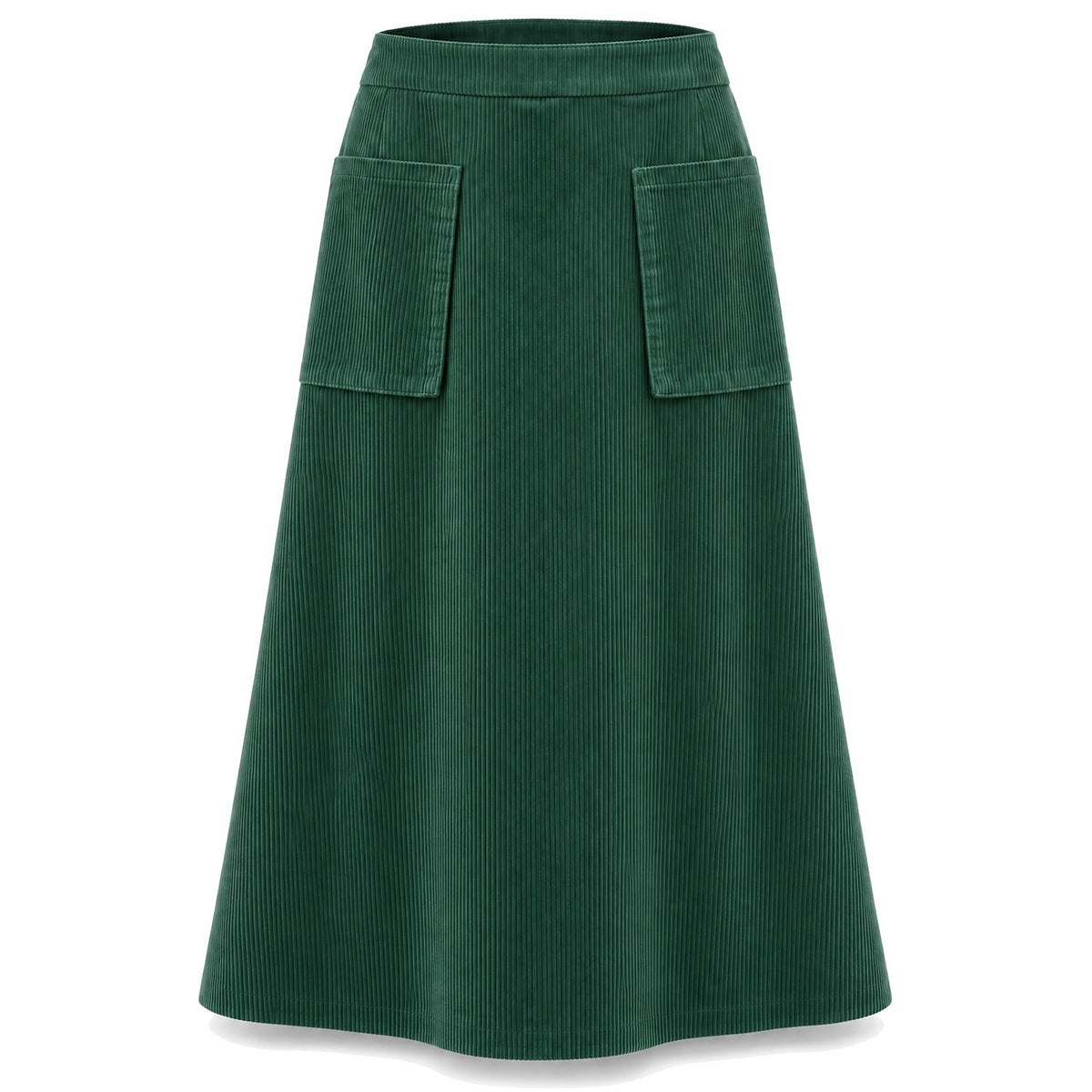 Corduroy Patch-Pocket A-Line Skirt
