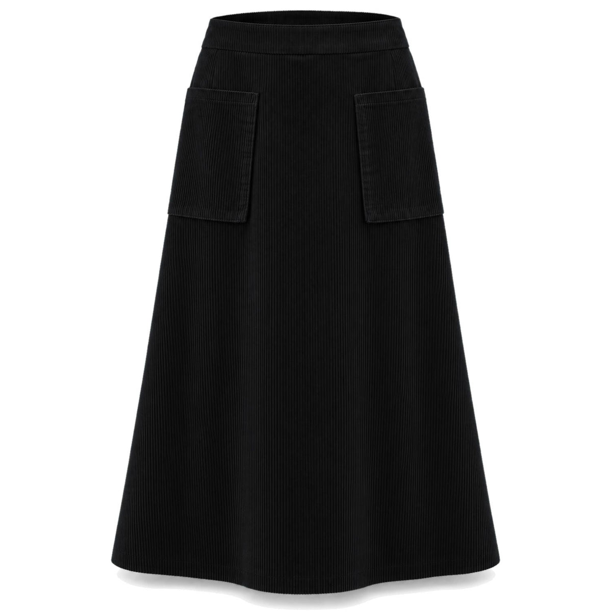 Corduroy Patch-Pocket A-Line Skirt
