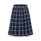 Navy Plaid Pleated Skirt