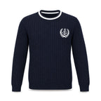 Navy Anchor Crest Cable Sweater