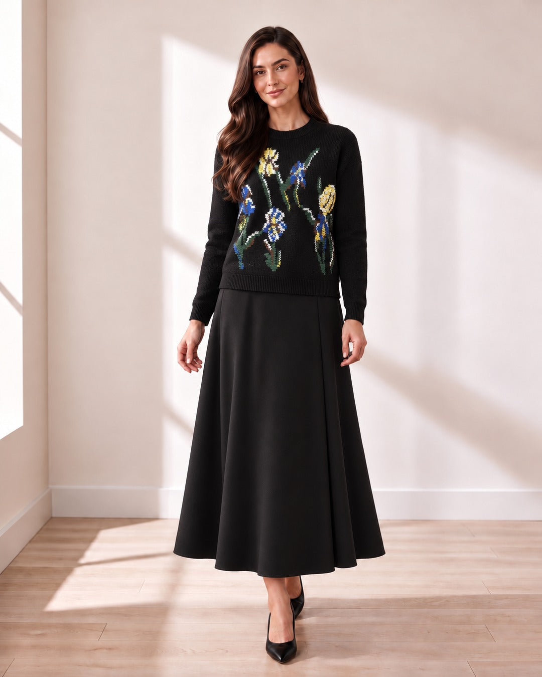 Black Floral Sweater