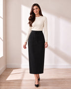 Knit Pencil Skirt in Black