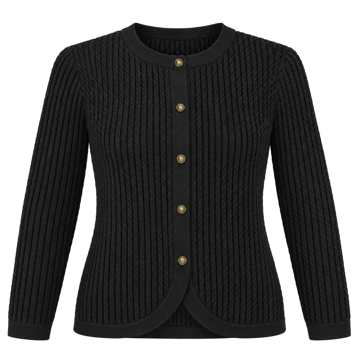 Rib Cardigan in Black