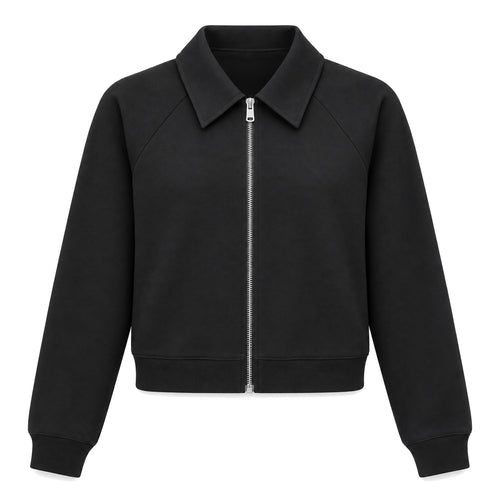 Black Collared Zip Jacket