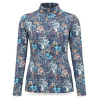 Blue Floral Mock Neck