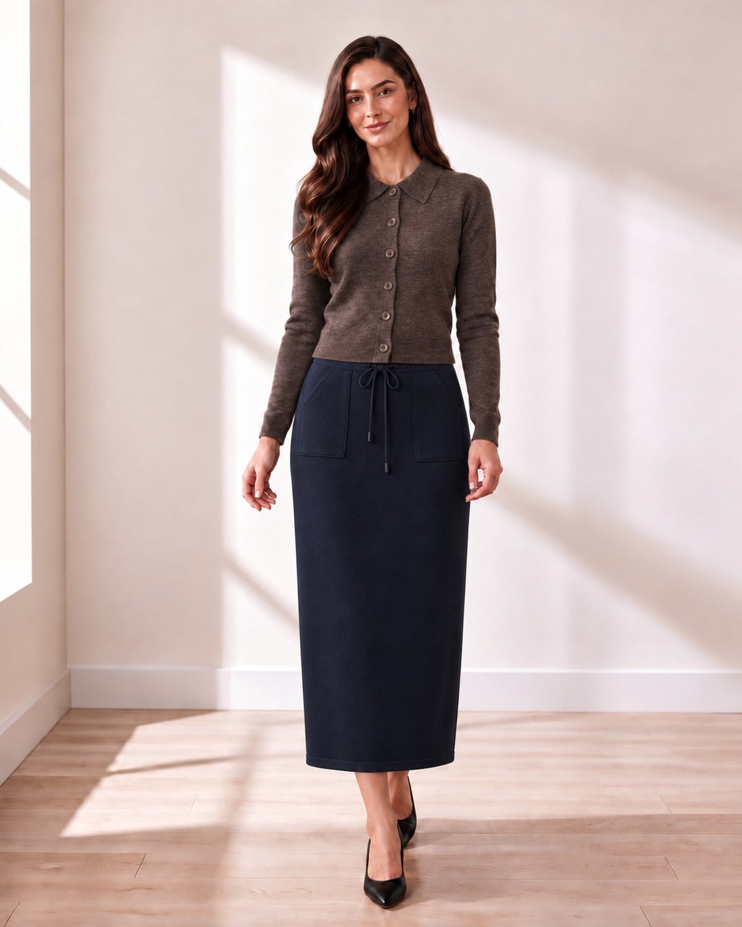 Brown Collared Cardigan