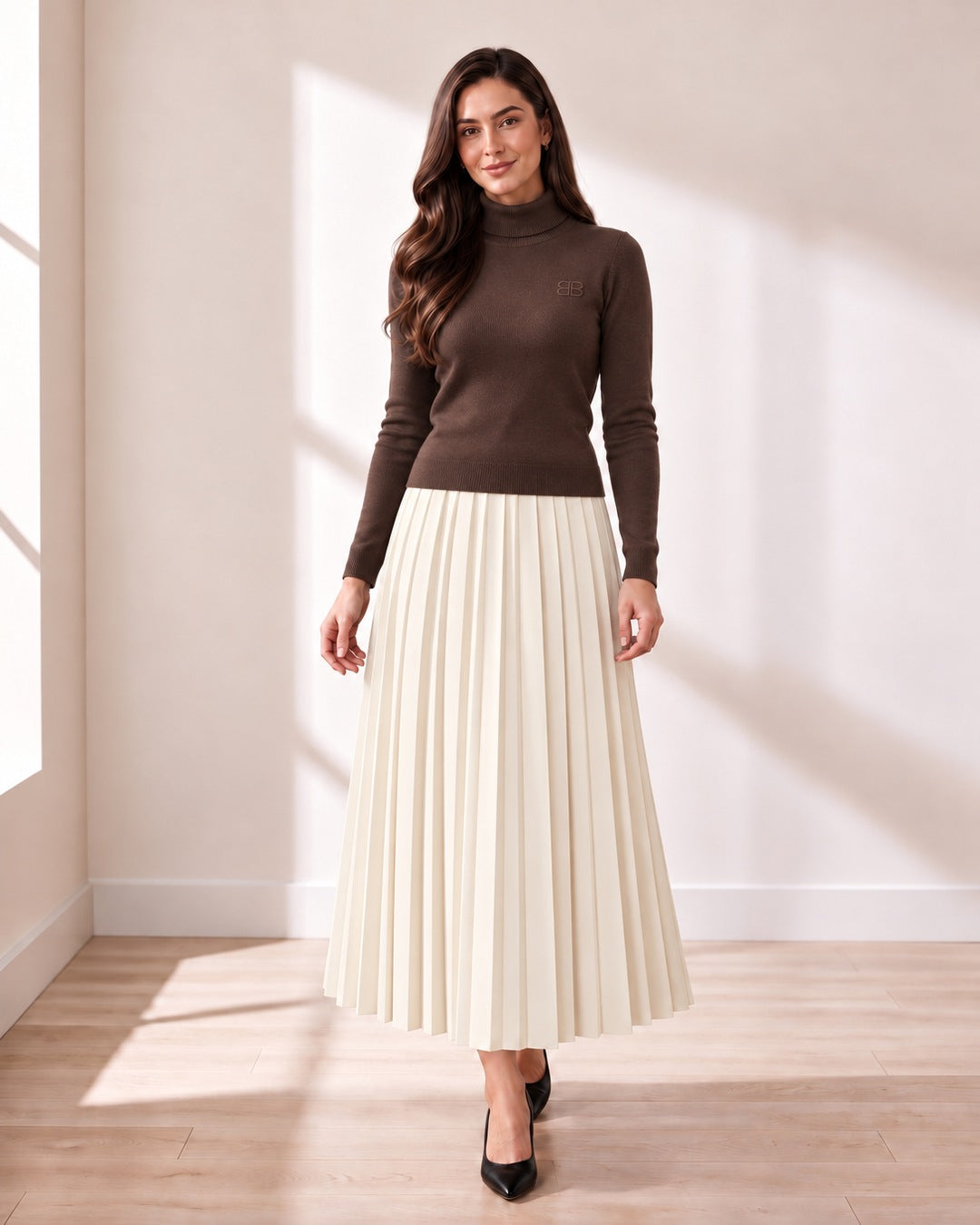 Logo Turtleneck in Brown