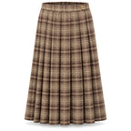 Brown Plaid Pleated Skirt