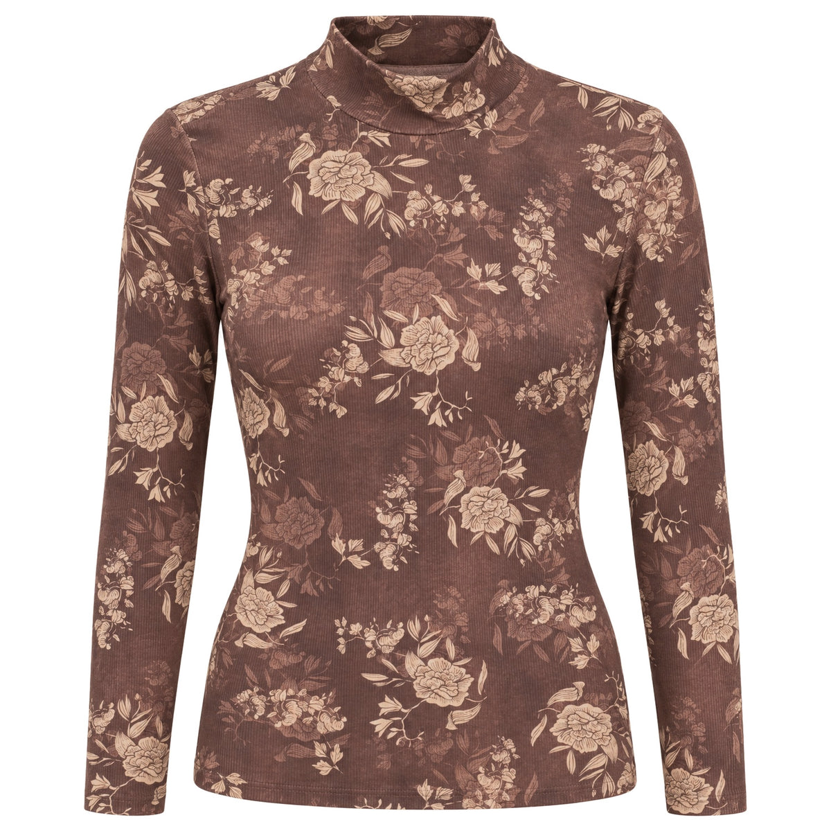 Brown Rose Mock Neck