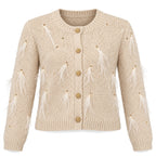 Cream Feather Cardigan