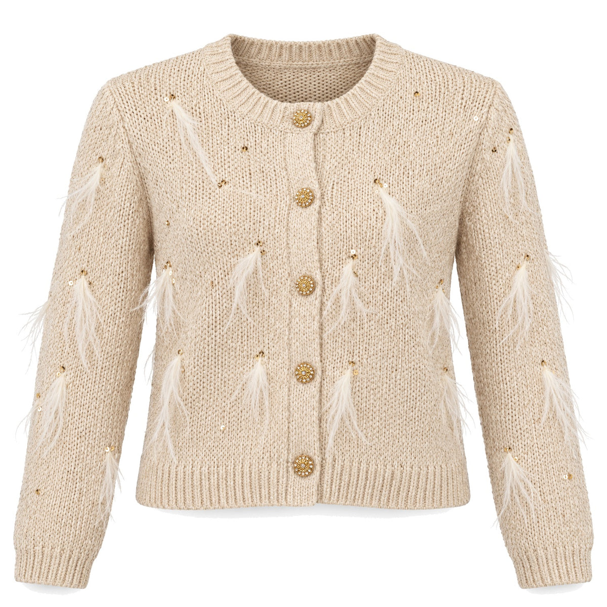 Cream Feather Cardigan