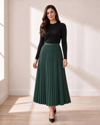 Pleated Skirt in Emerald