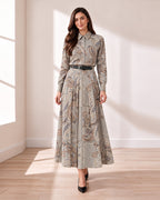 Grey Paisley Blouse on model