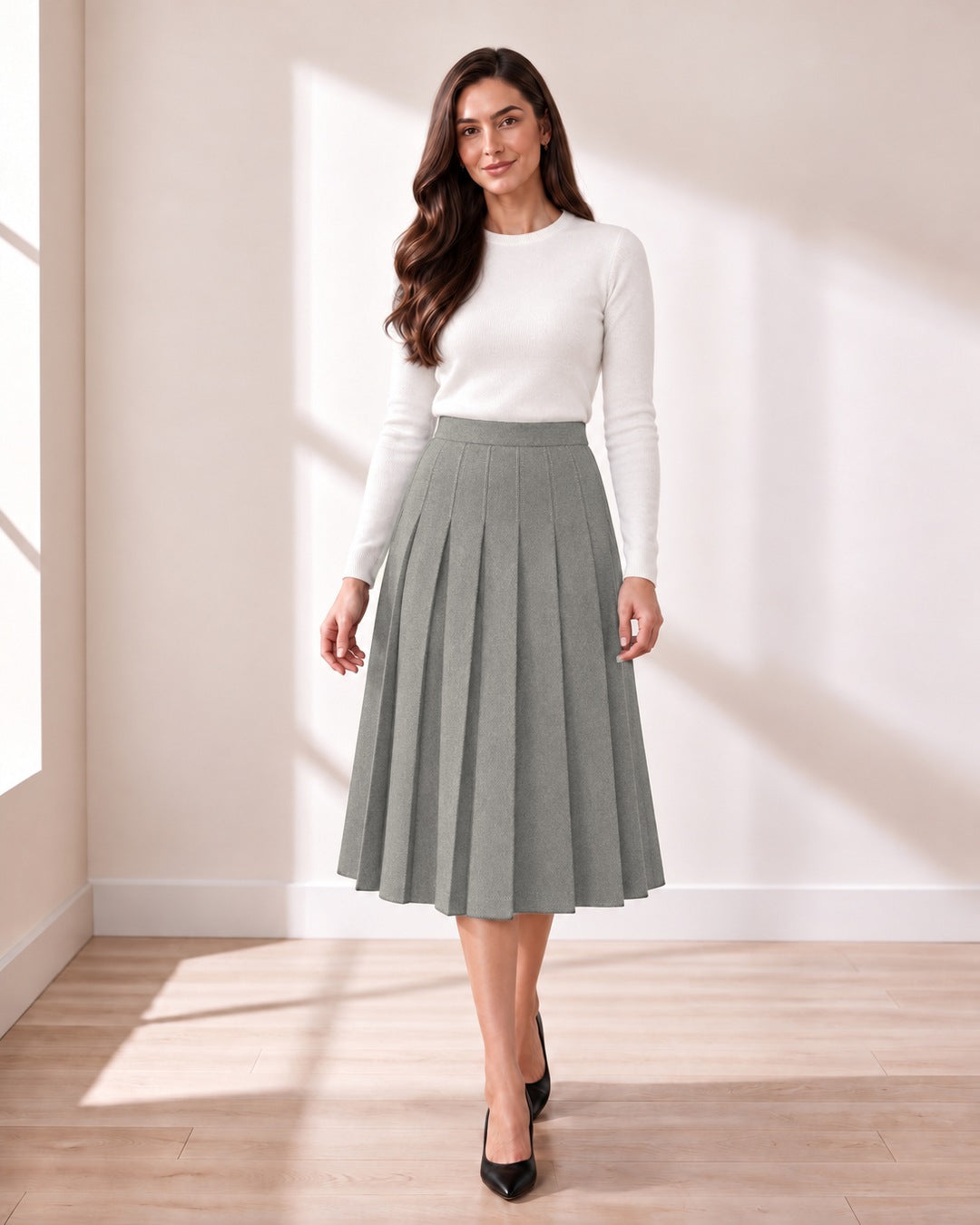 Pleated Skirt in Grey