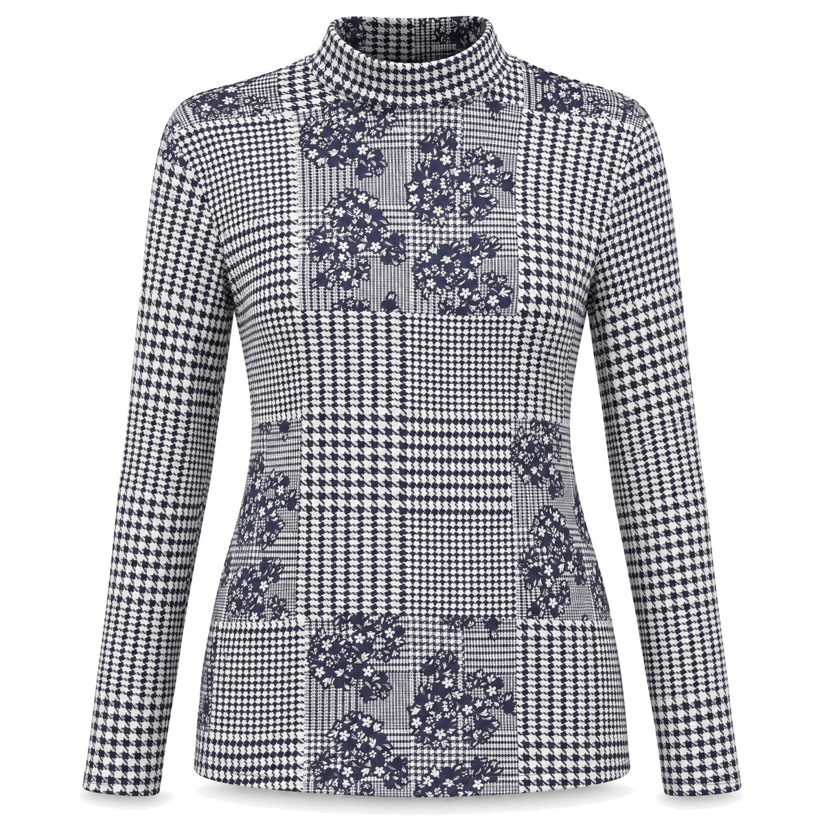 Patchwork Mock Neck