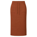 Knit Pencil Skirt in Rust