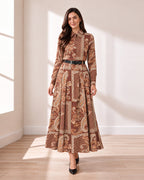 Rust Paisley Blouse on model