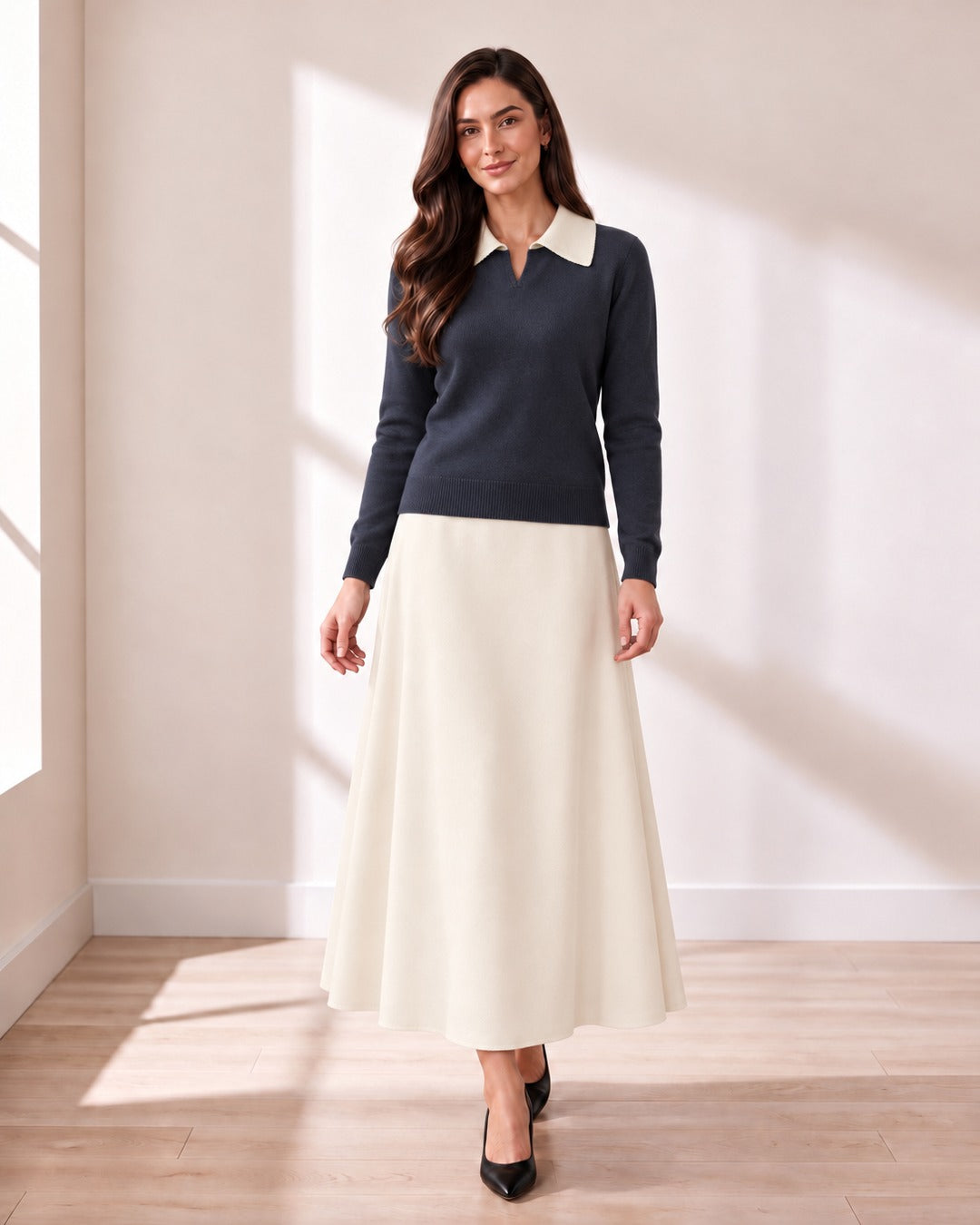 Slate Cream-Collar Sweater