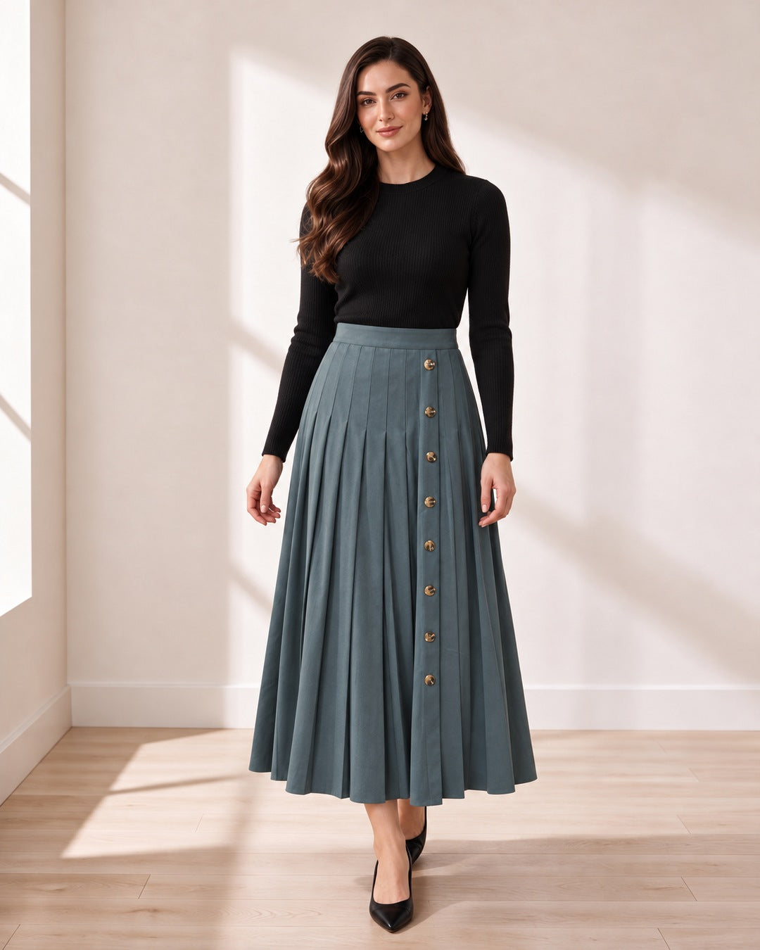 Pleated Skirt in Teal