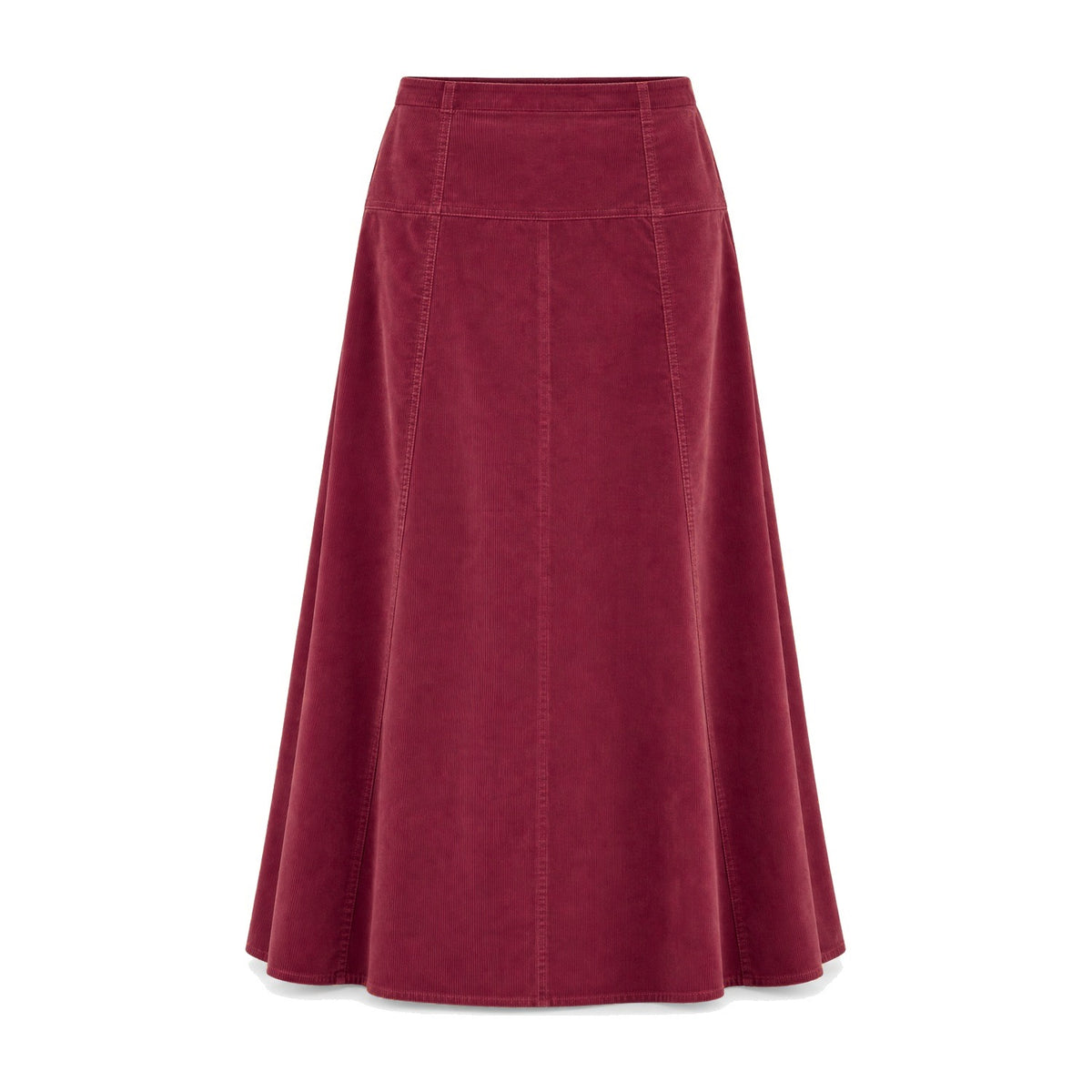 Wine Corduroy Paneled Skirt