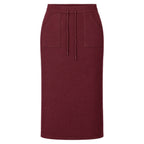Knit Pencil Skirt in Wine