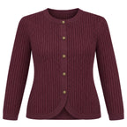 Rib Cardigan in Wine