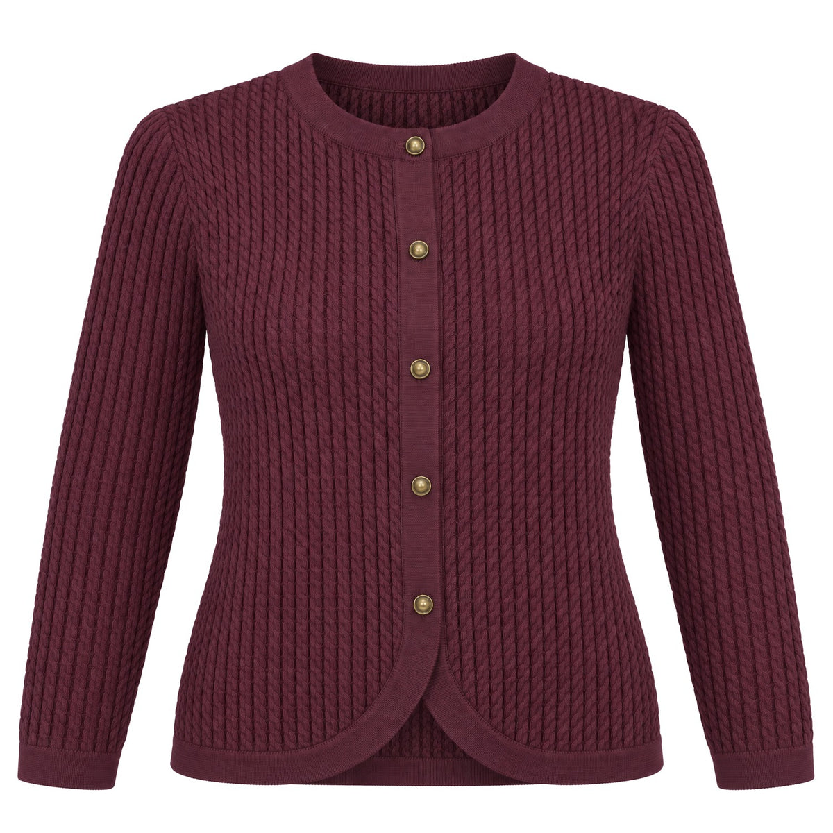 Rib Cardigan in Wine